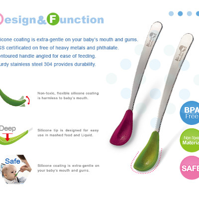 MUỖNG ĂN DẶM CHO BÉ KÈM HỘP ĐỰNG KUKU - KU5466A ( MÀU HỒNG )