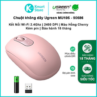 Chuột không dây 2.4G UGREEN MU105 | 4 mức điều chỉnh DPI | Độ yên tĩnh cao | Bảo Hành 18 Tháng - Hàng Chính Hãng