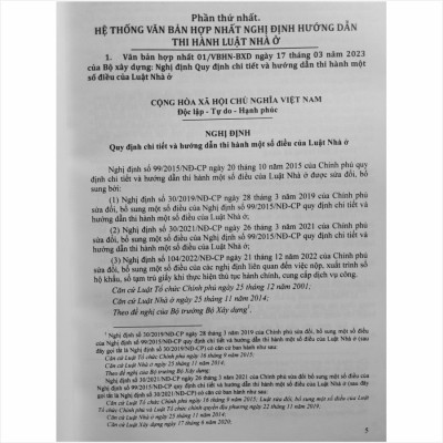 Hệ Thống Văn Bản Hợp Nhất Nghị Định Về Chính Sách Phát Triển Nhà Ở, Quản Lý Chất Lượng, Thi Công Xây Dựng, Bảo Trì Công Trình Và Quản Lý Chi Phí Đầu Tư Xây Dựng - V2294T
