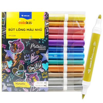 12 Bút Lông Màu Nhũ - Colokit FP-C024