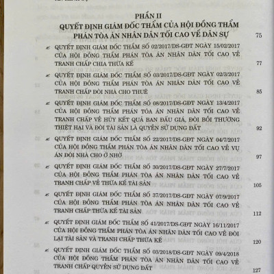 Tuyển tập các quyết định giám đốc thẩm của Hội đồng Thẩm phán Tòa án nhân dân tối cao về hình sự, dân sự, kinh doanh thương mại (từ năm 2017 đến năm 2023)