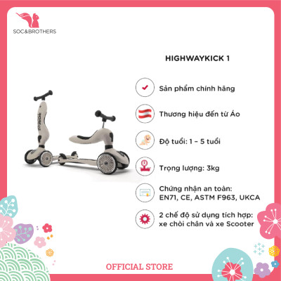 Xe scooter trẻ em Scood And Ride Highwaykick 1 - Màu Ash