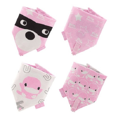 YẾM VẢI TAM GIÁC CHO BÉ CÓ NÚT BẤM GIỮ TY GIẢ/ CẮN NƯỚU KU2251 - SET 2 CÁI (MÀU HỒNG)