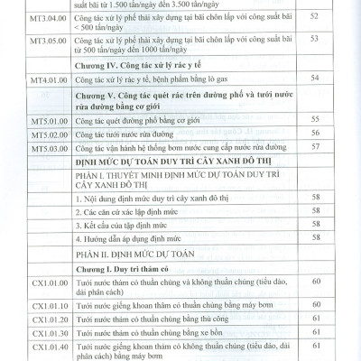 Định Mức Dự Toán Dịch Vụ Công Ích Đô Thị
