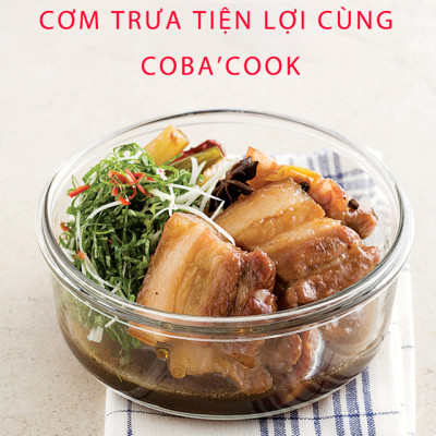 Bộ 4 hộp đựng cơm trữ thức ăn thực phẩm thủy tinh chịu nhiệt 2 hộp chữ nhật 370ml và 2 hộp tròn 400ml -CCR4L34