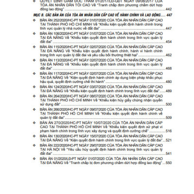 Tuyển chọn Quyết định giám đốc thẩm và Bản án của Tòa án nhân dân tối cao và Tòa án nhân dân cấp cao về hình sự, dân sự, hành chính, lao động từ năm 2015 – 2020