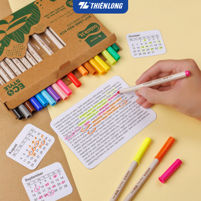 Bút lông 20 màu Fiber Pen Thiên Long Colokit ECO Style FP-C012/ECO - Chất liệu từ vỏ cám trấu