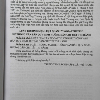 Sách Luật Thương Mại, Luật Quản Lý Ngoại Thương – Hệ Thống Văn Bản Quy Định Hướng Dẫn Chi Tiết Thi Hành - V2590T