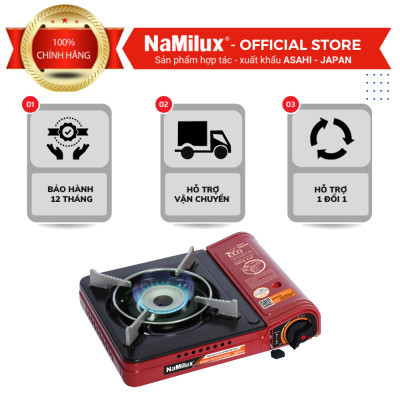 Bếp Gas Mini/ Du Lịch NaMilux PL1911PF - Màu Đỏ│Van Ngắt Gas An Toàn Inline-Cut│Công Suất 2.6 Kw - Hàng Chính Hãng