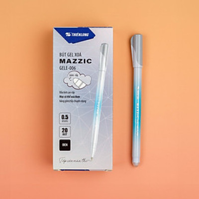 Combo 20 Bút gel xóa được Mazzic ngòi 0.5mm mực xanh/đen/tím có gôm tẩy chuyên dụng trên thân Thiên Long GELE-006