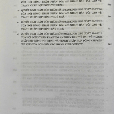 Tuyển tập các quyết định giám đốc thẩm của Hội đồng Thẩm phán Tòa án nhân dân tối cao về hình sự, dân sự, kinh doanh thương mại (từ năm 2017 đến năm 2023)