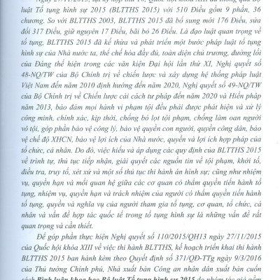 Bình Luận Khoa Học Bộ Luật Tố Tụng Hình Sự Năm 2015 Sửa Đổi, Bổ Sung Năm 2021 (Tái bản có sửa chữa, bổ sung lần thứ ba) - LS. ThS. Phạm Thanh Bình, TS. Nguyễn Mai Bộ, PGS. TS. Nguyễn Ngọc Hà, PGS. TS. Đỗ Thị Phượng, PGS. TS. Trần Văn Luyện 