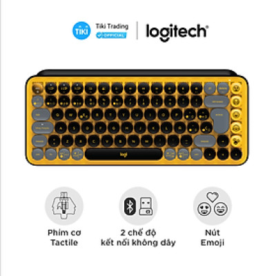 Bàn phím cơ học không dây Bluetooth Logitech POP Keys kết nối đa thiết bị các phím Emoji tùy chỉnh - Hàng chính hãng