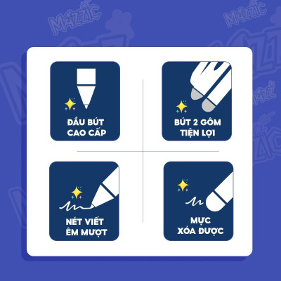 Hộp 20 Bút Gel Xóa Được 0.5 mm - Mazzic Thiên Long GELE-008 - Mực Xanh