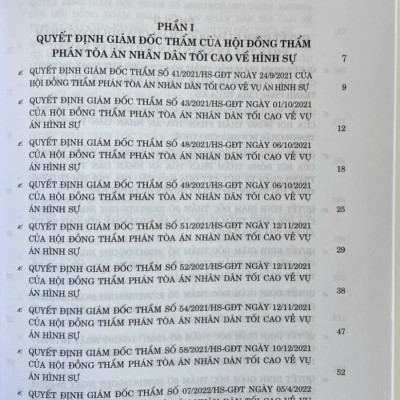Tuyển tập các quyết định giám đốc thẩm của Hội đồng Thẩm phán Tòa án nhân dân tối cao về hình sự, dân sự, kinh doanh thương mại (từ năm 2017 đến năm 2023)