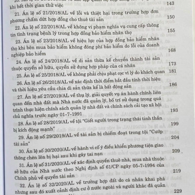 Hệ thống Án lệ Việt Nam (Hiện hành) -Từ Án lệ số 01 đến Án lệ số 56