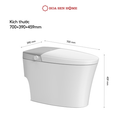 Bồn cầu thông minh TUSLO E001 Luxury lớp phủ men cao cấp, thiết kế bo tròn góc cạnh, công nghệ cảm biến hiện đại - Hoa Sen Home - Hàng chính hãng 