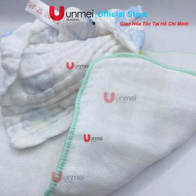 Set 10 Khăn Xô, Khăn Sữa UNMEI Dày 6 Lớp 100% Cotton An Toàn, Thấm Hút Tốt, Tiện Lợi Cho Trẻ Từ Sơ Sinh (5 Khăn Xô Trắng KT25x25cm, 5 Khăn Xô Nhăn Hình 30x30cm)