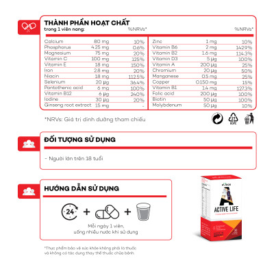 Thực phẩm bảo vệ sức khỏe KUDOS ACTIVE LIFE (30 viên/hộp)