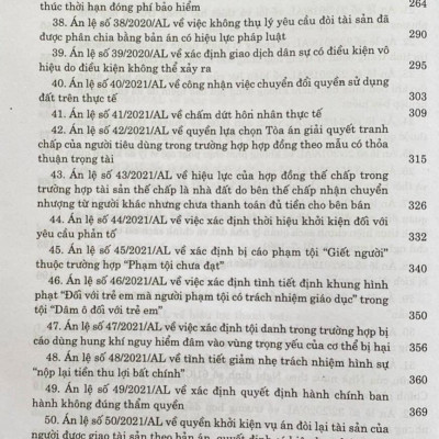 Hệ thống Án lệ Việt Nam (Hiện hành) -Từ Án lệ số 01 đến Án lệ số 56