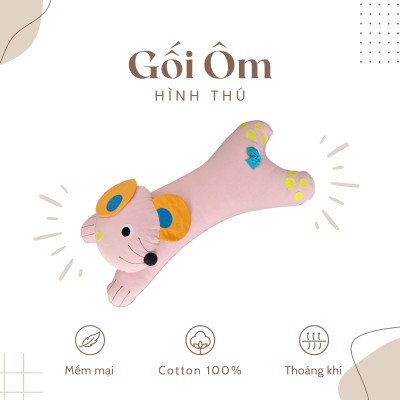 Gối Ôm Cotton Xốp Đắp Hình Thú Dễ Thương