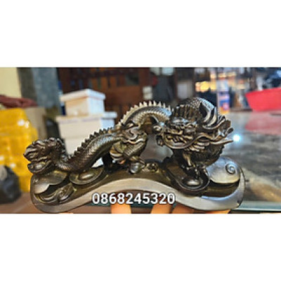 Tượng con rồng bằng gỗ mụn hoa kt 19×10×8cm 