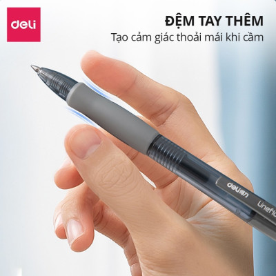 Bút gel bấm Bút bi nước mực Xanh/Đen/Đỏ Deli cho Văn phòng Học sinh ngòi 0.5mm - Mực đều chữ đẹp
