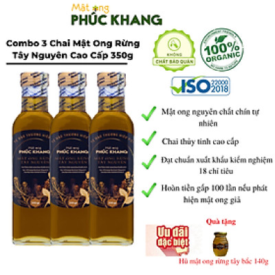 3 Chai Mật ong nguyên chất hoa rừng tây bắc Phúc Khang (720g)  - Hàng Chính Hãng - Mật ong sạch đạt chuẩn xuất khẩu 