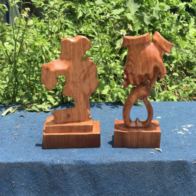 Tượng nghệ thuật trang trí mãi mãi bên nhau trọn đời gỗ hương đá kt 30×15cm