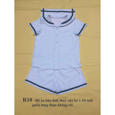 Rập giấy bộ thun bâu lính thủy R10 cho bé 1 - 10 tuổi - bản vẽ