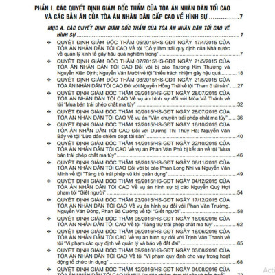 Tuyển chọn Quyết định giám đốc thẩm và Bản án của Tòa án nhân dân tối cao và Tòa án nhân dân cấp cao về hình sự, dân sự, hành chính, lao động từ năm 2015 – 2020