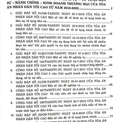 Giải Đáp Vướng Mắc Trong Nghiệp Vụ Xét Xử Của Tòa Án Nhân Dân Tối Cao Và Hệ Thống 63 Án Lệ (Mới Nhất)