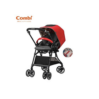 Xe đẩy Combi Sugocal Compact 4 bánh quay tự động màu đỏ