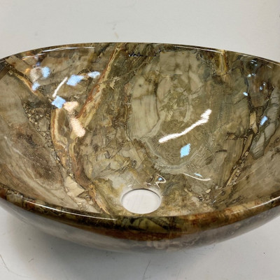 CHẬU ELIP VÂN ĐÁ VÀNG NÂU GRVL 0680