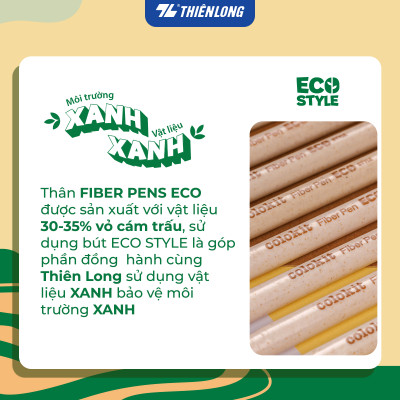 Bút lông 20 màu Fiber Pen Thiên Long Colokit ECO Style FP-C012/ECO - Chất liệu từ vỏ cám trấu