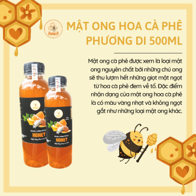 Mật ong Hoa Cà Phê Phương Di (500ml), nguyên chất 100% , đặc sản tây nguyên, sản xuất hoàn toàn tự nhiên, không phụ gia, chất bảo quản