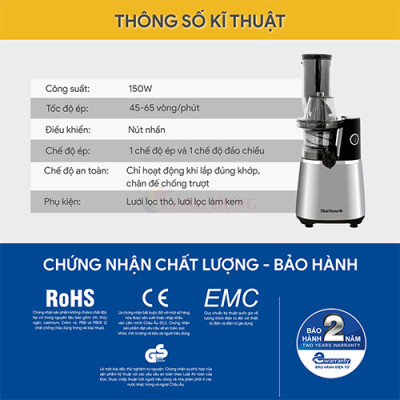 Máy ép chậm Bluestone SJB-6557 - Hàng chính hãng