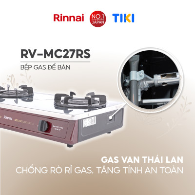 Bếp gas dương Rinnai RV-MC27RS mặt bếp inox và kiềng bếp men - Hàng chính hãng.