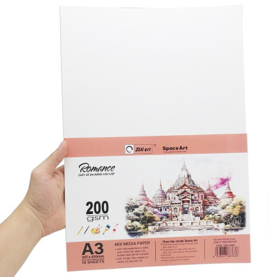 Giấy Vẽ Đa Năng Romance - A3 200gsm - Mix Media Paper - Zen Art TMG 8383 (10 Tờ)