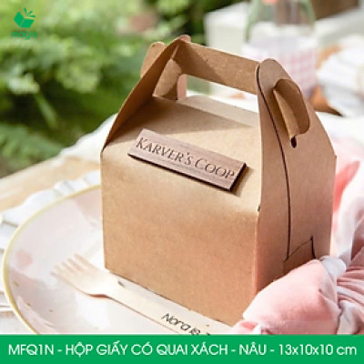 MFQ1N - 13.5x10x10 cm - 20 hộp giấy kraft có quai xách - Hộp đựng bánh ngọt, hộp quà tặng handmade
