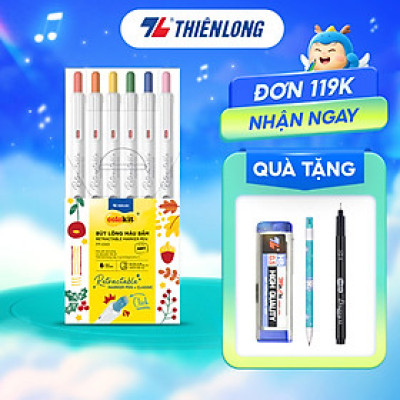 Bút lông 6/12 màu dạng bấm Retractable Fiber Pens Classic/Kawaii Thiên Long Colokit - 0.6mm