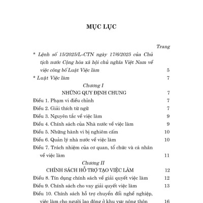 Luật việc làm năm 2025 - bản in 2025