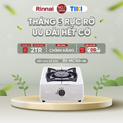 Bếp gas dương Rinnai RV-MC15G mặt bếp men và kiềng bếp men - Hàng chính hãng.