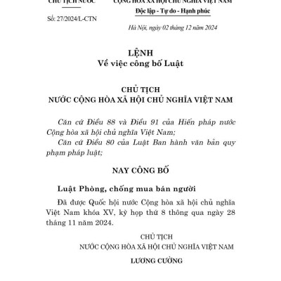 Luật Phòng, chống mua bán người năm 2024