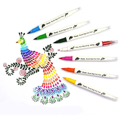 Bộ 24 Bút Lông Màu Nước 2 Đầu - Brush Sign Pen Twin - Pentel Art SESW30C-24E