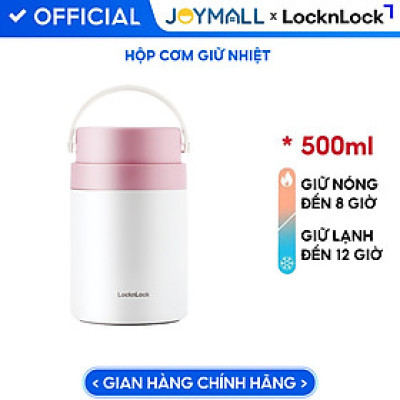 Hộp cơm giữ nhiệt Lock&Lock màu hồng LHC8042PIK 700ml - Hàng chính hãng, 2 ngăn kèm muỗng inox - JoyMall