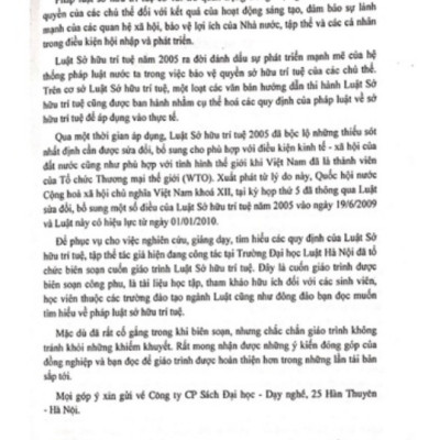 Sách - Giáo Trình Luật Sở Hữu Trí Tuệ (DN)