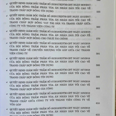 Tuyển tập các quyết định giám đốc thẩm của Hội đồng Thẩm phán Tòa án nhân dân tối cao về hình sự, dân sự, kinh doanh thương mại (từ năm 2017 đến năm 2023)