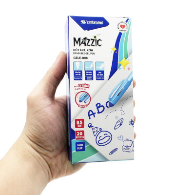 Hộp 20 Bút Gel Xóa Được 0.5 mm - Mazzic Thiên Long GELE-008 - Mực Xanh