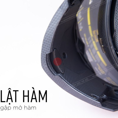 Mũ bảo hiểm Fullface Royal M179 Lật Hàm – Vân Carbon – 2 Kính